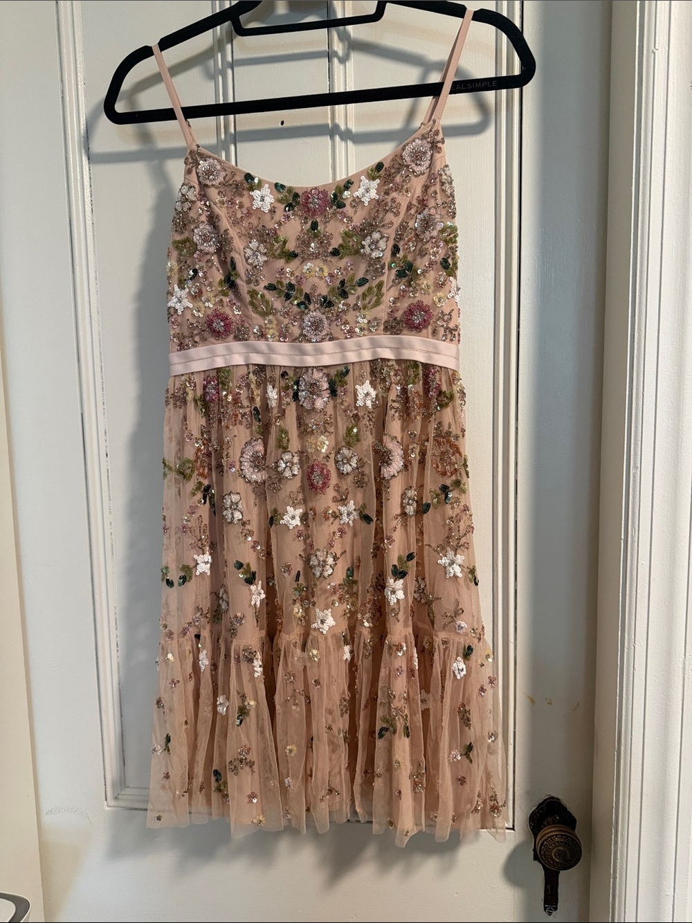 Needle & Thread Blush Pink Floral Beaded Tulle Dress